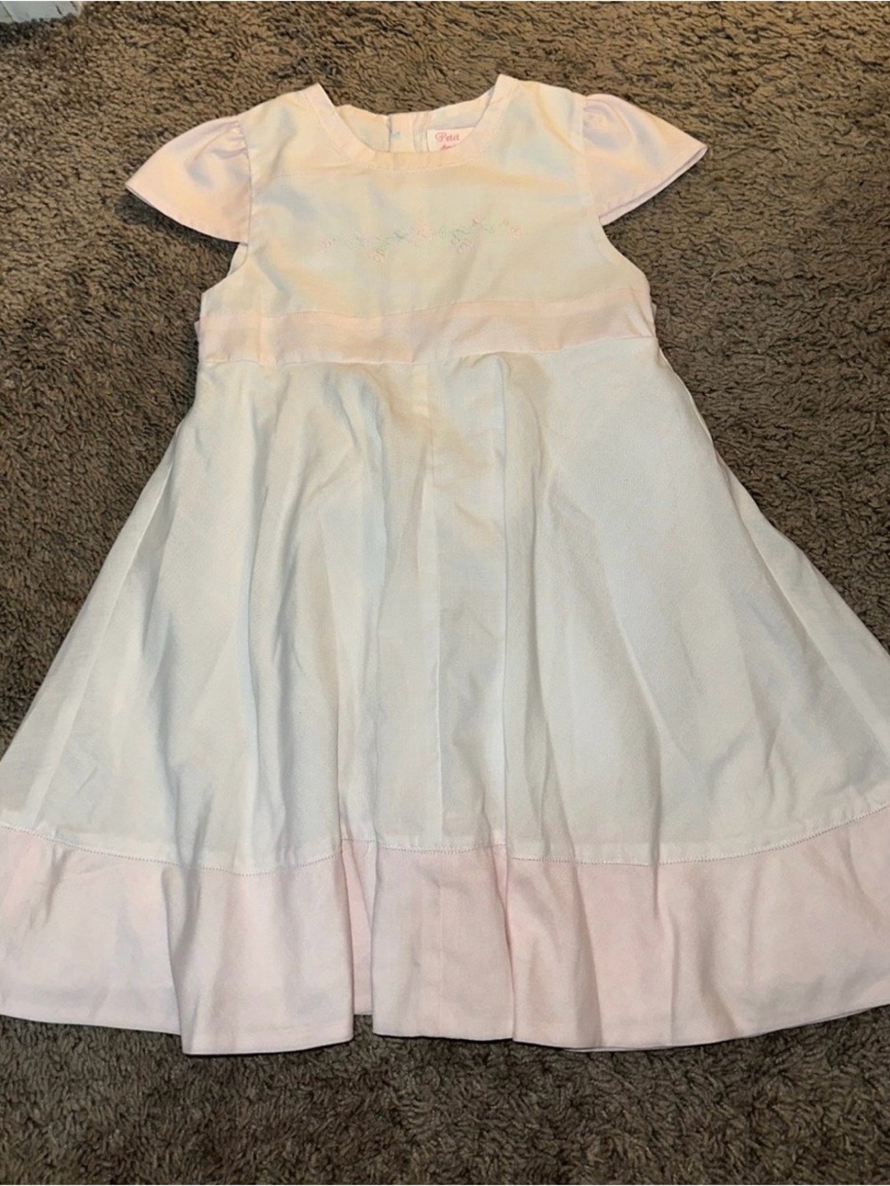 Petit Ami 18 mo lined shadow embroidered pink and white